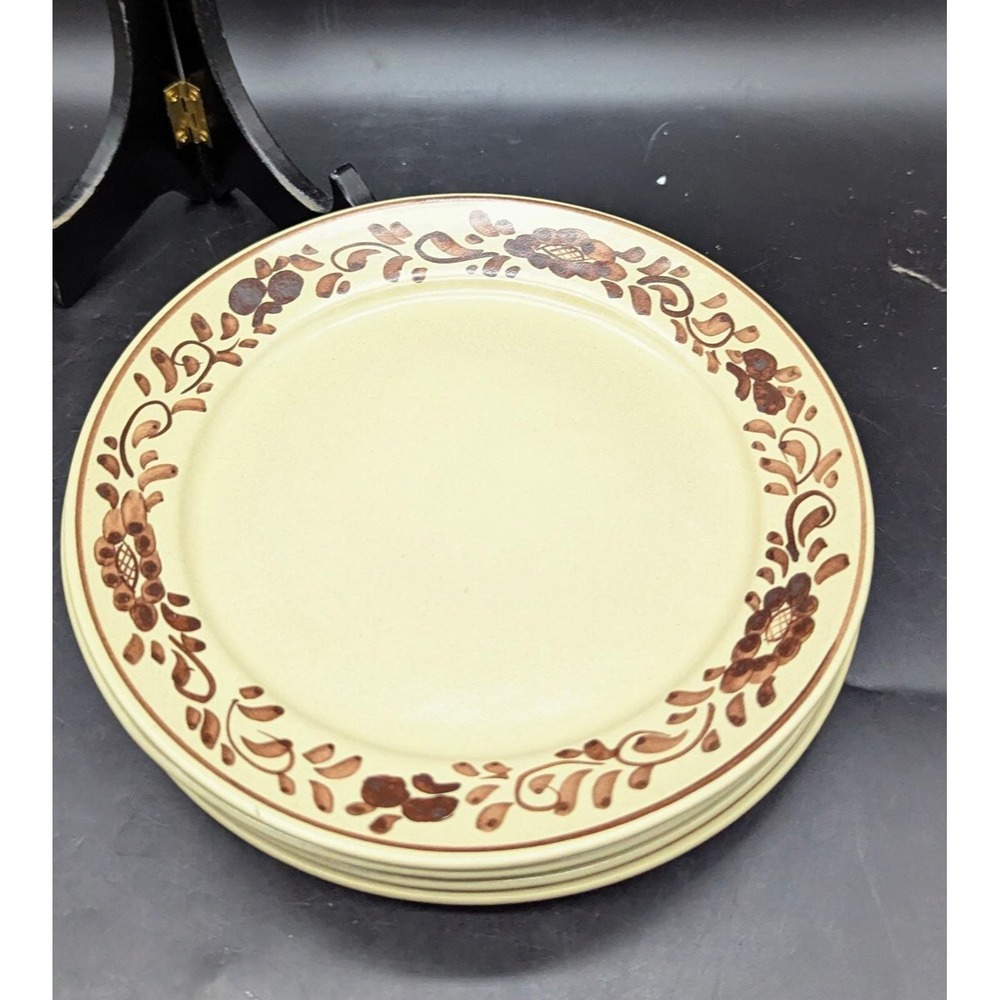 Set/4 Mid Century Stoob Pottery Austria Salad Dessert Plate Yellow 8.5"